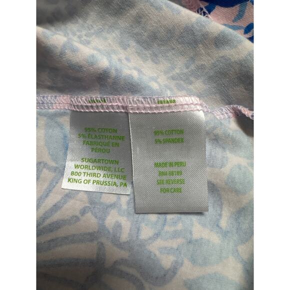 Lilly Pulitzer Blue Pink Seashell Print Sleeveless Tank Top Small S Cotton Blend - Picture 5 of 5